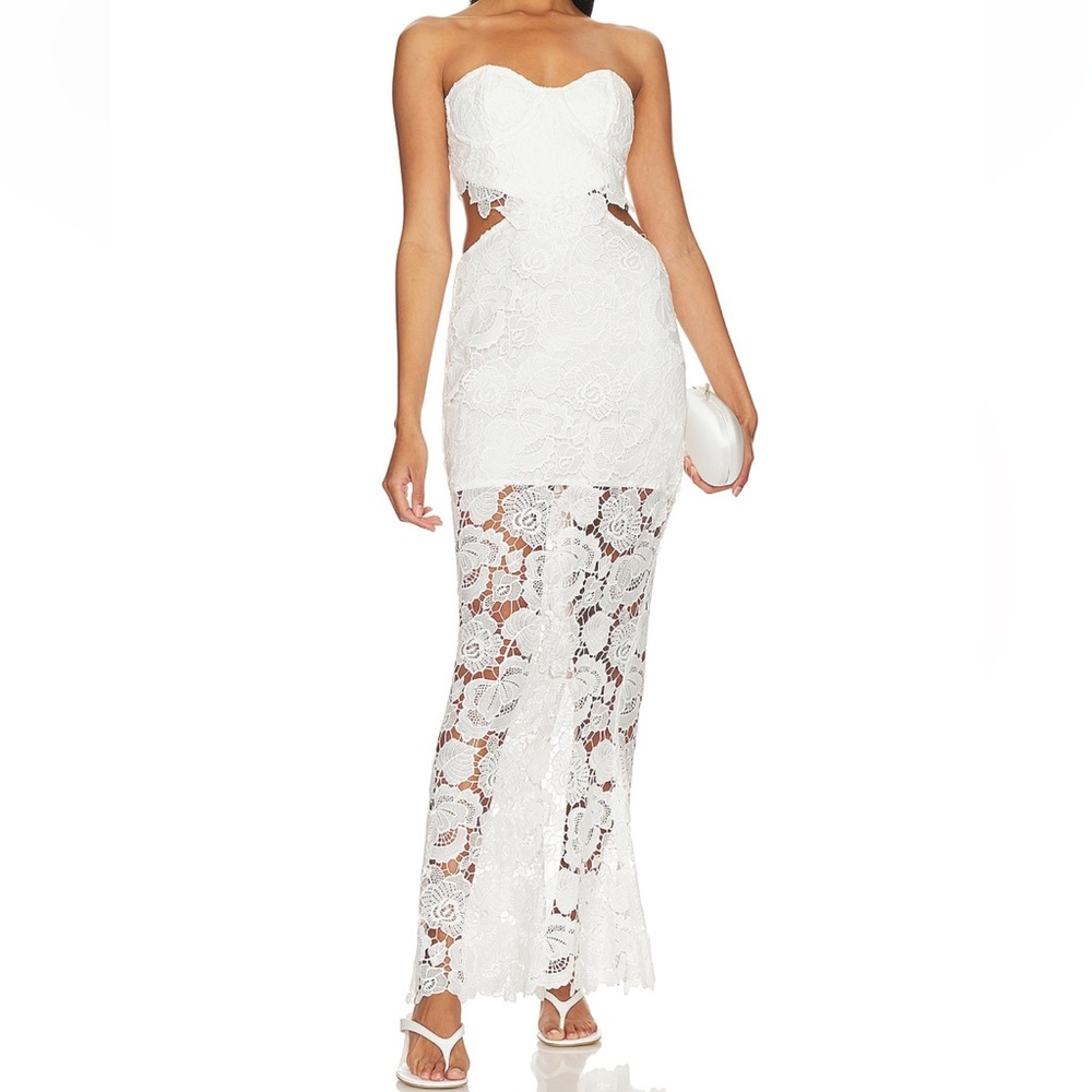 Rococo Sand Maxi Dress in White Lace